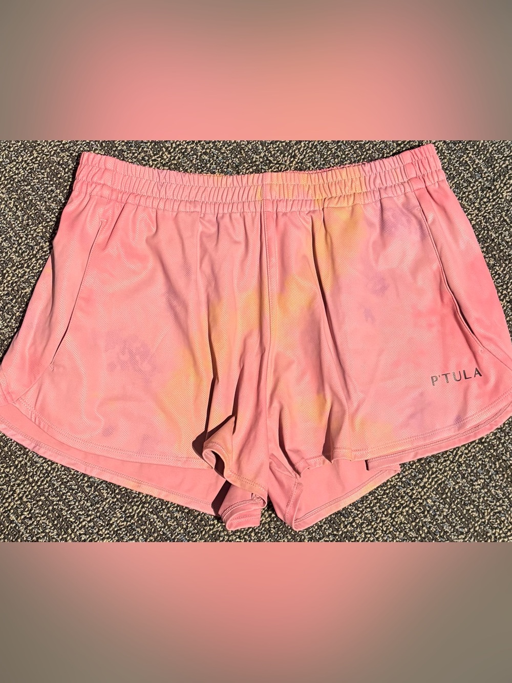 P'tula Pink and Yellow Tie-Dye Athletic Shorts